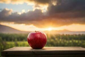 a maçã, pôr do sol, maçã, pôr do sol, maçã, pôr do sol, maçã, pôr do sol, maçã,. gerado por IA foto