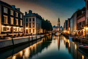 a canais do Bruges, Bélgica. gerado por IA foto