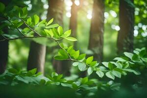 verde folhas dentro a floresta. gerado por IA foto