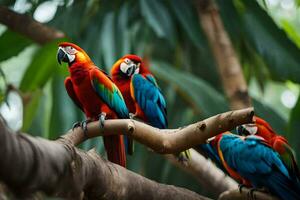 arara papagaios dentro a selva. gerado por IA foto