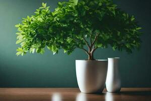 uma em vaso plantar dentro uma vaso em uma mesa. gerado por IA foto