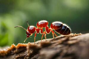 a formiga é caminhando em uma registro. gerado por IA foto
