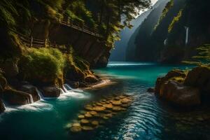 a lindo água dentro a montanhas do eslovênia. gerado por IA foto