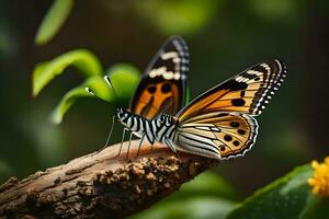 borboleta dentro a floresta. gerado por IA foto