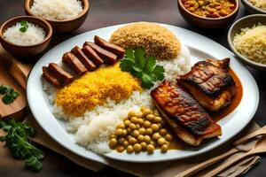 iraniano Comida em uma placa. gerado por IA foto