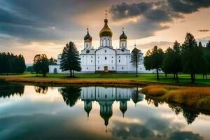 a catedral do a piedosos Cruz dentro Rússia. gerado por IA foto