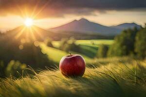 a maçã, maçã, natureza, paisagem, panorama hd papel de parede. gerado por IA foto