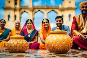 indiano Casamento dentro Jaipur. gerado por IA foto