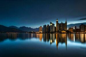 a cidade do luzerna, Suíça, às noite. gerado por IA foto