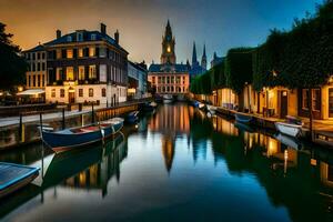 a cidade do Bruges, Bélgica. gerado por IA foto