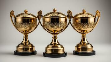 ouro troféus, platina troféus com único e agradável esculturas foto