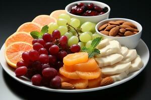 vários tipos do saudável fruta e grão lanches foto
