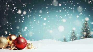 Natal árvore, bola, neve, natal decoração, Novo ano bandeira, fundo com cópia de espaço foto
