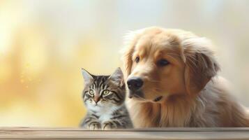 cachorro e gato, fofa animais de estimação. rede bandeira com cópia de espaço. generativo ai foto