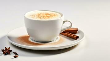 foto do uma baunilha rooibos café com leite isolado em plano branco fundo. generativo ai