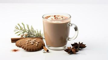 foto do uma Pão de gengibre quente chocolate beber isolado em branco fundo. generativo ai