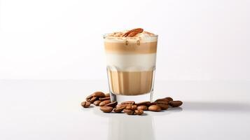 foto do uma castanha praliné café com leite beber isolado em branco fundo. generativo ai