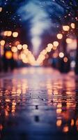 bokeh luzes com borrado cidade rua às noite foto