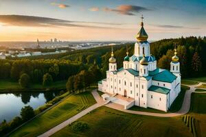 a catedral do a piedosos Cruz dentro Kiev, Ucrânia. gerado por IA foto