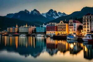 a cidade do falkenberg, Noruega. gerado por IA foto