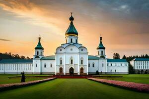 a Igreja do a piedosos Cruz dentro a cidade do Kiev. gerado por IA foto