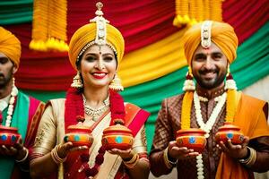 indiano Casamento cerimônia dentro Bangalore. gerado por IA foto