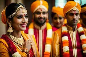 indiano Casamento dentro Mumbai. gerado por IA foto