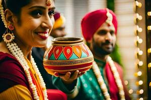 indiano Casamento fotografia dentro Délhi. gerado por IA foto