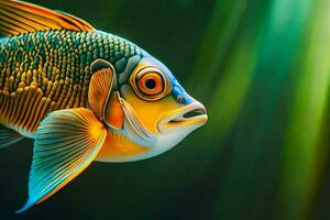 uma peixe com brilhante cores e uma grandes cauda. gerado por IA foto