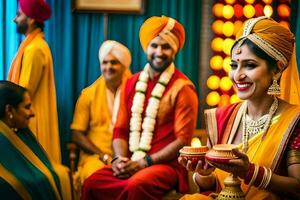 indiano Casamento cerimônia dentro Índia. gerado por IA foto