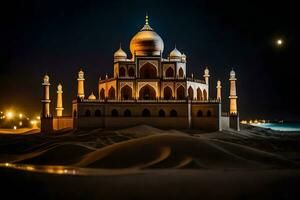 a taj mahal às noite dentro Índia. gerado por IA foto