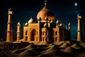a taj mahal é uma lindo construção dentro a deserto. gerado por IA foto