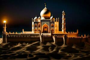 uma modelo do a taj mahal dentro a deserto. gerado por IA foto