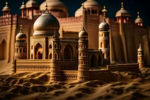 uma modelo do uma taj mahal dentro a deserto. gerado por IA foto