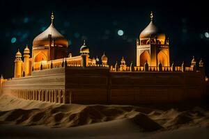 uma modelo do uma mesquita dentro a deserto. gerado por IA foto