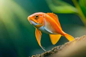 a laranja peixe dentro a aquário. gerado por IA foto