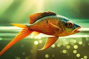 peixe dentro a água com uma brilhante Sol. gerado por IA foto
