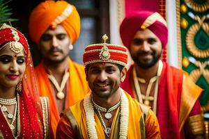 uma homem e mulher dentro tradicional indiano traje. gerado por IA foto