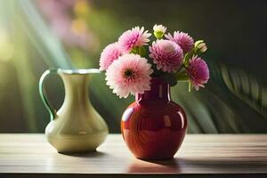 flores dentro uma vaso, vaso, vaso, flores, vaso, flores gerado por IA foto