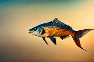 uma peixe é vôo dentro a ar. gerado por IA foto