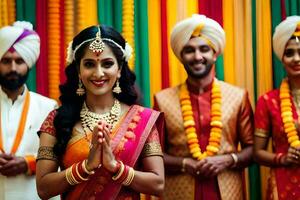 indiano Casamento cerimônia dentro Bangalore. gerado por IA foto