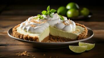 chave Lima torta com Graham biscoito crosta, uma picante e refrescante sobremesa foto