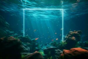 fundos marinhos beleza dentro 3d luz solar toques pedras e areia embaixo da agua ai gerado foto