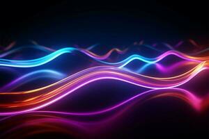 vívido 3d néon luzes abstrato laser linhas dentro uv espectro ai gerado foto