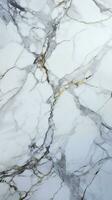 cativante branco mármore fundo exibindo intrincado natural padrões vertical Móvel papel de parede ai gerado foto