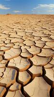 secas evidência rachado deserto solo crosta reflete clima alterar árido consequências vertical Móvel papel de parede ai gerado foto