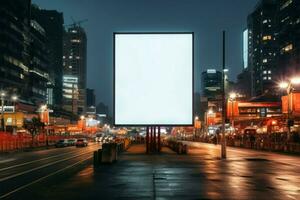 Alto visibilidade urbano Painel publicitário, seu mensagens ideal mostruário dentro a cidade ai gerado foto