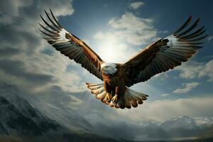 acima nuvens, águias voar sofre uma notável, transformativo viagem ai gerado foto