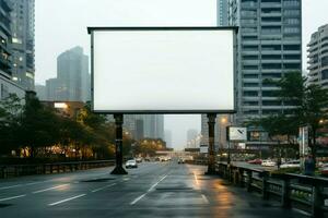 urbano publicidade espaço uma considerável em branco Painel publicitário dentro a cidade ai gerado foto