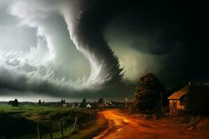 naturezas fúria desencadeado dentro a Formato do uma poderoso tornado ai gerado foto